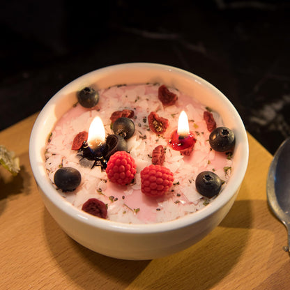 Realistic Fruity Yogurt Smoothie Bowl Scented Vegetable Wax Candle