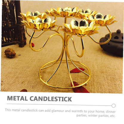 IDEANATEGRATE Golden Alloy Lotus Shape Metal Tealight Candle Holder, Heat-Resistant and Not Easy to Break, for Bedroom and Living Room Furniture Decoration