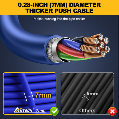 Anysun Self-Leveling Sewer Camera with Distance Counter, 0.28in/7mm Diameter 165ft Cable, 9'' 1080P IPS Screen, Pipe Inspection Camera with DVR Recording-32GB