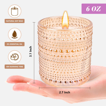 Jasmine Candle, Candles for Home Scented, Luxury Jar Candles for Women, Natural Soy Wax Candle, 6 oz 40 Hours