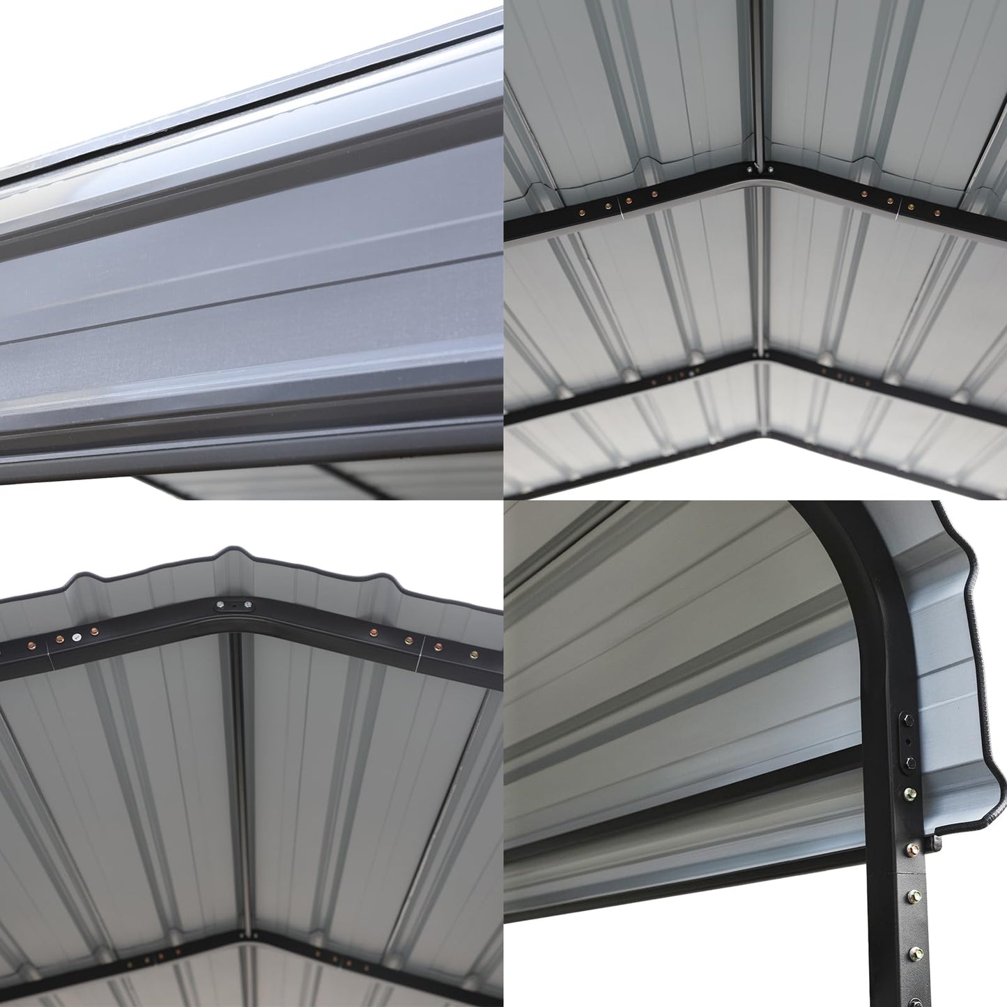 GREEN PARTY 12 x 20 ft Metal Carport Kits with Galvanized Steel Roof, Heavy Duty Metal Carport Canopy, Outdoor Car Tent Metal Garage Shelter for Car, SUV, Truck and Boats, Grey