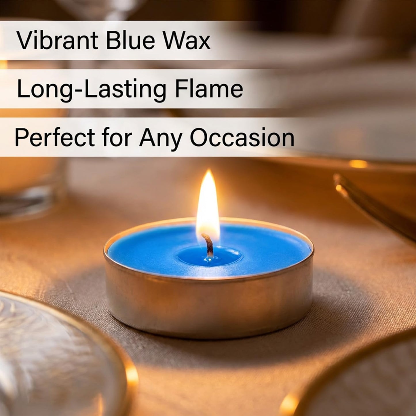 Blue Tea Lights Candles Set - MAQIHAN 25pcs Tealight Candles Votive Soy Candle with Cotton Wick for Home Decoration, Wedding, Emergencies, Shabbat