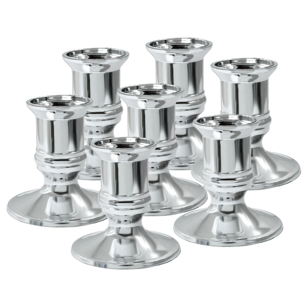 Hordion 24Pcs Taper Candle Holder Silver Plastic Candlestick Holders Decorative Table Centerpiece for Wedding Candlelight Dinner Bridal Showers Party Decor