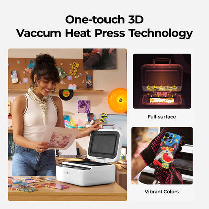 HTVRONT Phone Cases Heat Press - 3D Vacuum Heat Press with is Software, Auto Temperature Control. Includes 2 Adjustable Phone Fixture(Compatible with iPhone & Android)