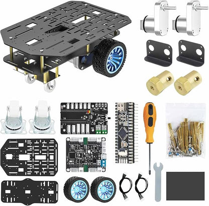 Yahboom Smart Chassis Car 2WD Kit with 520 Encoder MotorAluminum Alloy Framewith Expansion Board Driverfor DIY Educational Robot Car Kit(Unassembled) Without Battery