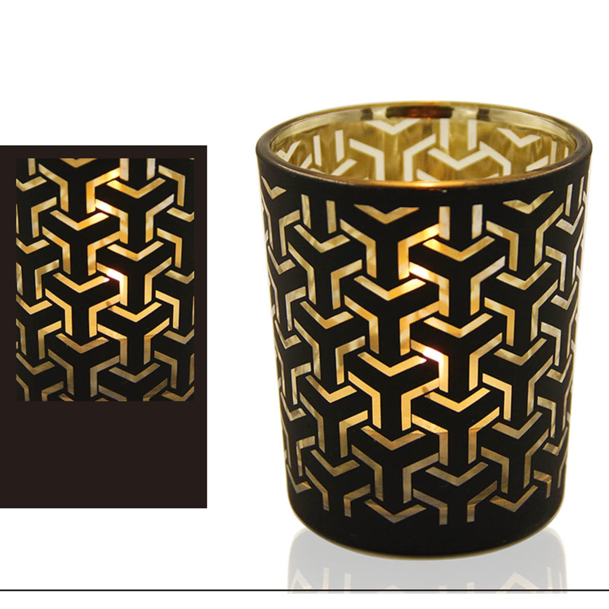 Candlestick Holders 4PCS Candle Holder Gold Cup Candlestick Column with Geometric Patterns Desktop Tealight Holder for Table Christmas Party Decoration Candle Holders