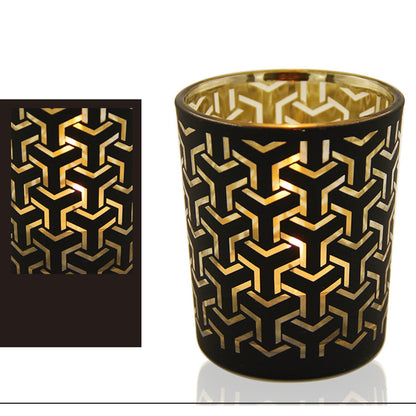 Candle Holder 4pcs Candle Holder Golden Cup Candlestick Column with Geometric Patterns Desktop Tealight Holder for Table Party Decoration Candlestick