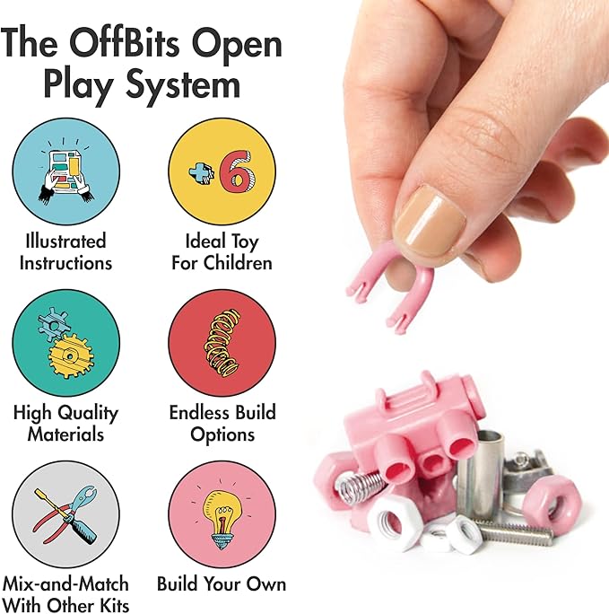 The Off Bits Erector Set: Animal Mini STEM Toys for Kids 6+ Toy Building Sets with Nuts &amp Bolts STEM Building Toys Gifts for Boys and Girls (Pink Flamingo)
