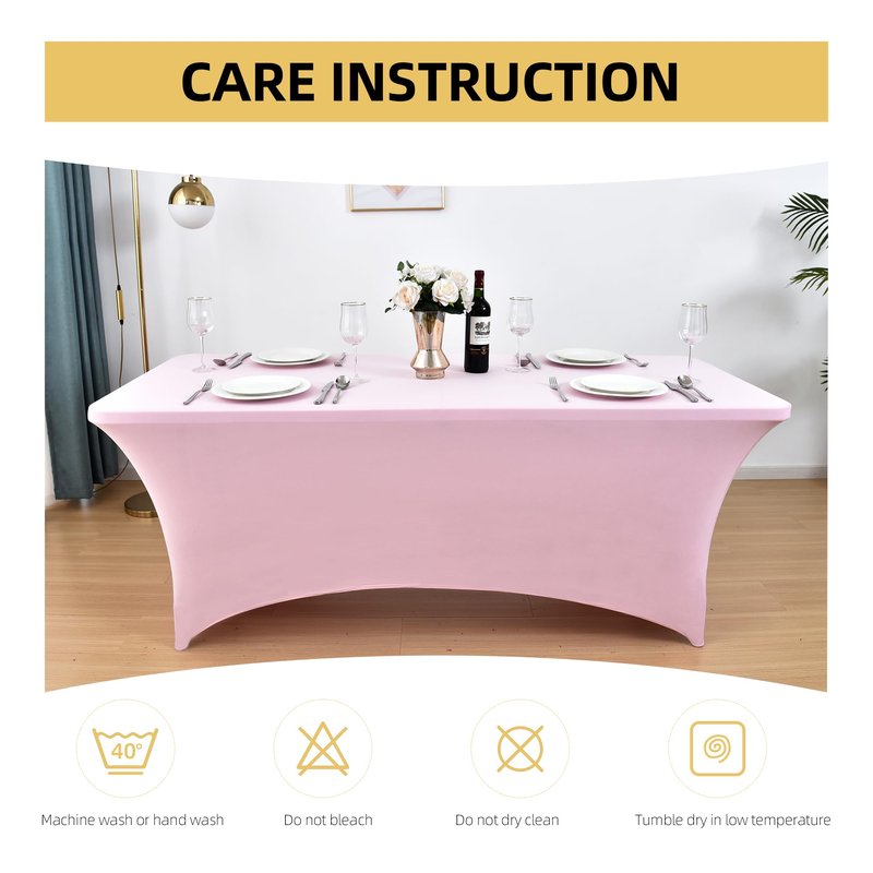 ZarzaaSik 6-Pack 8ft Spandex Table Covers for Rectangle Folding Tables - Washable Elastic Tablecloth - Ultimate Fitted Table Protector for Birthday Parties, Trade Shows, Banquet
