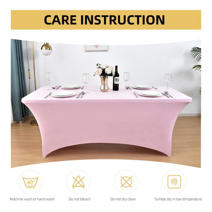 ZarzaaSik 6-Pack 8ft Spandex Table Covers for Rectangle Folding Tables - Washable Elastic Tablecloth - Ultimate Fitted Table Protector for Birthday Parties, Trade Shows, Banquet