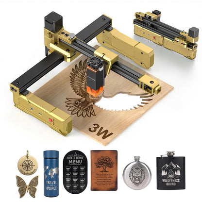 Artilume T1 Foldable Laser Engraver, 3000mW Portable Engraving Machine with 0.01mm Accuracy, 200x150mm Working Area for Wood, Leather, Acrylic, Coated Metal - Ideal for DIY & Small Business