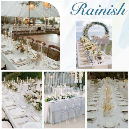 RAINISH 8 Pack White Table Cloth 60 x 102 Inch Polyester tablecloths for 6 Foot Rectangle Tables, Stain and Wrinkle Resistant Washable Fabric White Table Covers for Parties, Wedding, Banquet, Dining