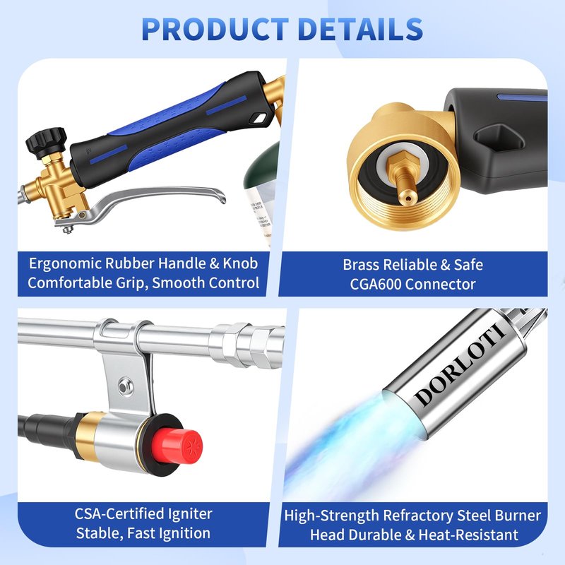 Propane Torch Weed Burner Propane Burner Weed Torch Heavy Duty Blow Torch 31"Flamethrower with Self Igniter and Turbo Trigger for Weeding Roofing Road Ice Melting BBQ(Fuel Cylinder Not Included)