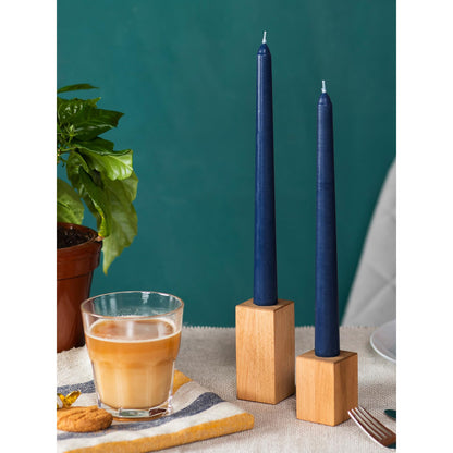 CANDWAX 12 inch Taper Candles - Set of 4 Dripless and Smokeless Unscented Slow Burning Candle Sticks - Dark Blue Candles