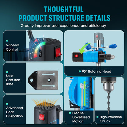 Antstone Mini Benchtop Drill Press 6-Speed 2800RPM Drill Press Rotary Tool Workstation Stand Precision Benchtop Drilling Machine 1200W Electric Portable Table Driller 3.15 Inch Depth