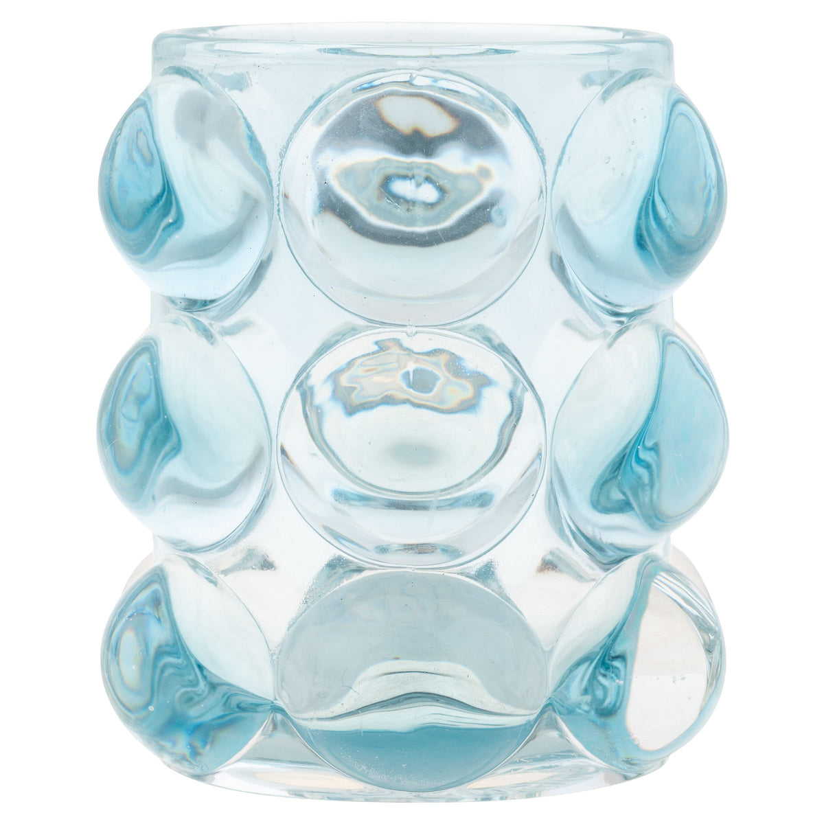 Karma, Lucia Hobnail Votive, Tea Lights Candle Holder, Glass Votive Candle Holders for Table Decorations, Baby Shower, Birthday Party, Weddings and Home Decor, Blue (Pack of 3)
