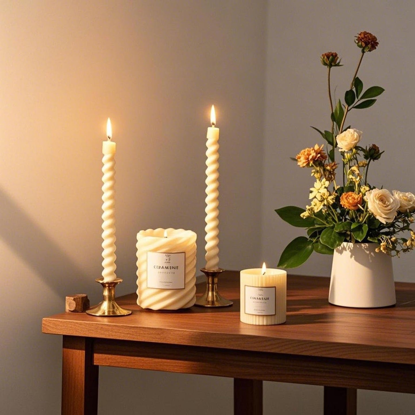 10 Inch 6 Pack Ivory Spiral Taper Candles- 8 Hours Long Burning Twisted Candlesticks Tall Candles for Home Decor Religious Ceremonies Weddings Dinner Holiday Decoration Formal Events (Ivory)