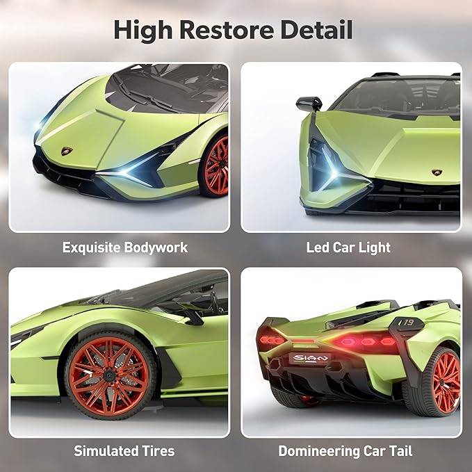 MIEBELY Lamborghini Remote Control Car 1:12 Scale Lambo Rc Cars 7.4V 900mAh Officially Licensed 12Km/h Fast Toy Car with Led Light 2.4Ghz Model Car for Adults Boys Girls Birthday Ideas Gift - Green