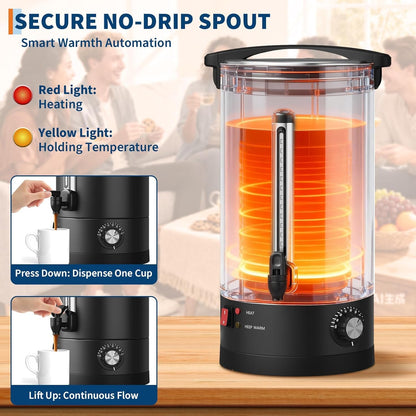PeacefulHues 120 Cup Commercial Coffee Urn - 18L/4.8Gal Stainless Steel Electric Coffee Maker With Double Wall Insulation, Hot Beverage & Water Dispenser for Weddings, Parties, Catering, Buffets