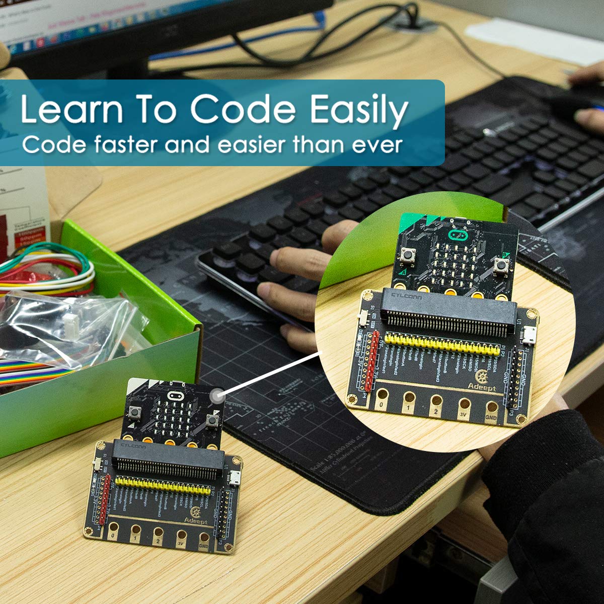Adeept Sensor Starter Kit for BBC Micro:bit (V2 Included) | Programmable Starter Kit for Micro:bit with 35 Projects PDF Tutorial Book | Expansion Board Included