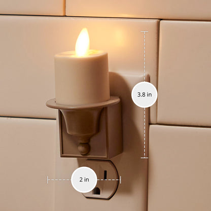 Luminara Flameless Candle Nightlight w/Dusk to Dawn Light Dark Auto Sensor, Timeless Taupe Wall Plug Indoor Night LED Light w/Real-Flame Effect Technology, Bathroom Bedroom Hallway, No Remote Needed