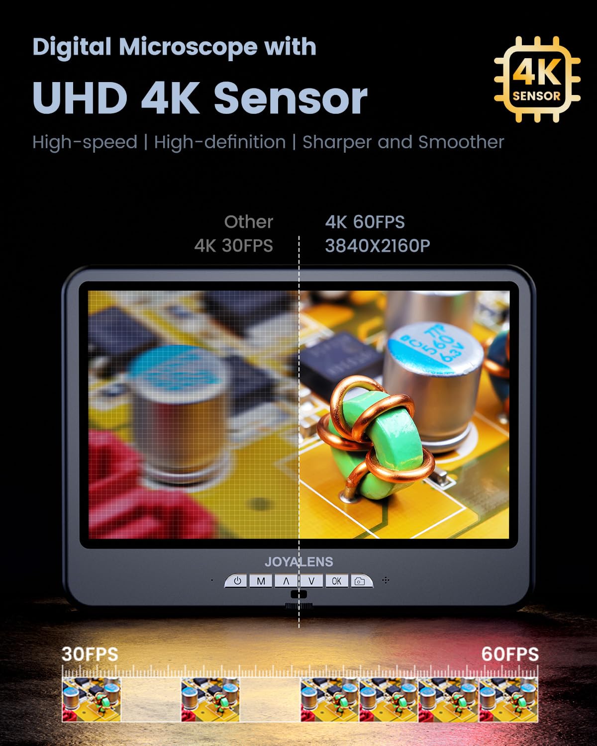 JL210S Plus 10.1" 4K 60FPS HDMI Digital Microscope, 64MP Soldering Microscope Station for Electronics Repair, UHD 3840P Video Audio Record, 4K LCD Coin Microscopes for Adults, 64GB