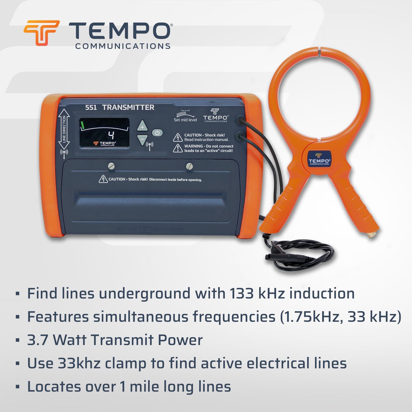 TEMPO 551 Advanced Underground Utility Locator, IP54-rated Underground Wire Locator, Buried Wire Locator, Dual-Frequency Underground Wire Tracer