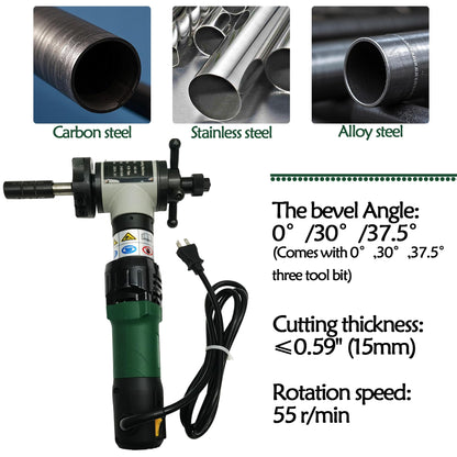 Maisutseb Electric Inner Swelling Pipe Beveling Machine 220V 1200W Stainless Steel Handheld Chamfering Machine for Dia 1.1"-3.0" Pipe Cutting Bevel Welded Connections