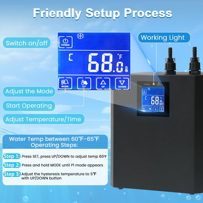 Aquarium Chiller 79 Gal, 1/3 HP Water Chiller Machine, Hydroponic Cooling System, Fish Tank Chiller with Upgraded LED display, for Axolotl Jellyfish