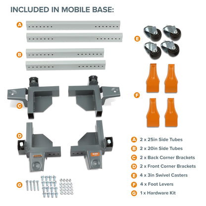 Bora Portamate Mobile Base PM-3550 Universal Tool Stand with Caster Wheels - Omni Directional Heavy Duty Mobile Tool Base for Table Saw, Power Tools - Swivel Caster Wheels 1500 lb Capacity PM-3550