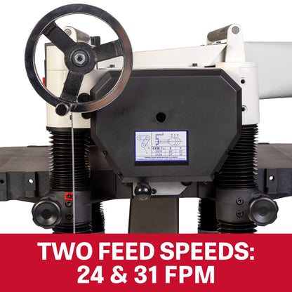 JET Black 20-Inch Thickness Planer for Woodworking, Helical Style Cutterhead with 2-Speed (24 FPM / 31 FPM) Feed Rate, 5 HP, 230V 1Ph (JPW-208HH-BLK)