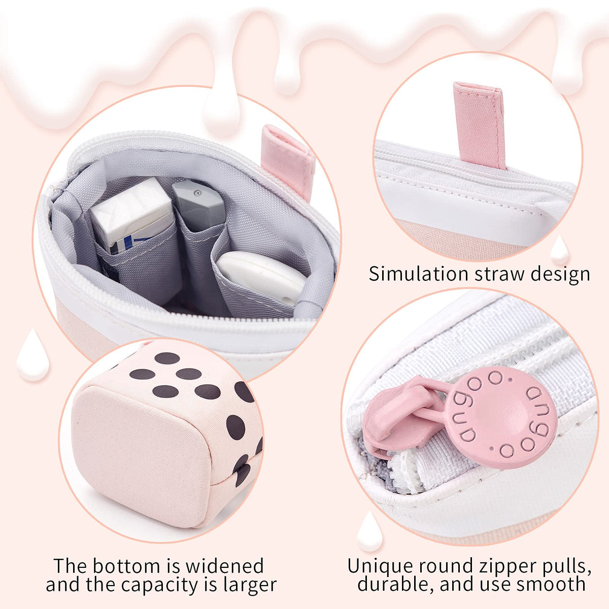 ANGOOBABY Standing Pencil Case Cute Telescopic Pen Holder Kawaii Stationery Pouch Makeup Cosmetics Bag for School Students Office Women Teens Girls Boys Christmas Gift (Pink)