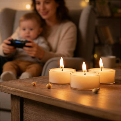 DILILILI Tea Lights Candles, Votive Candles Bulk 25 Pack, 4 Hour Long Burning Unscented Non-Toxic Soy Wax Tealight Candles for Wedding Centerpieces Home Decor Emergency Party Use