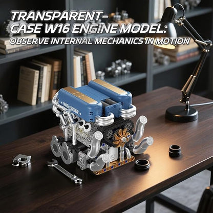 W16 Engine Building Kit (Twin V8 Design) 751 PCS to Build Your Own W16 Engine Model Kit for Kids Boys Compatible with Lego Engine Sets for Boys 8-14 STEM Building Blocks Toys for Kids Adult