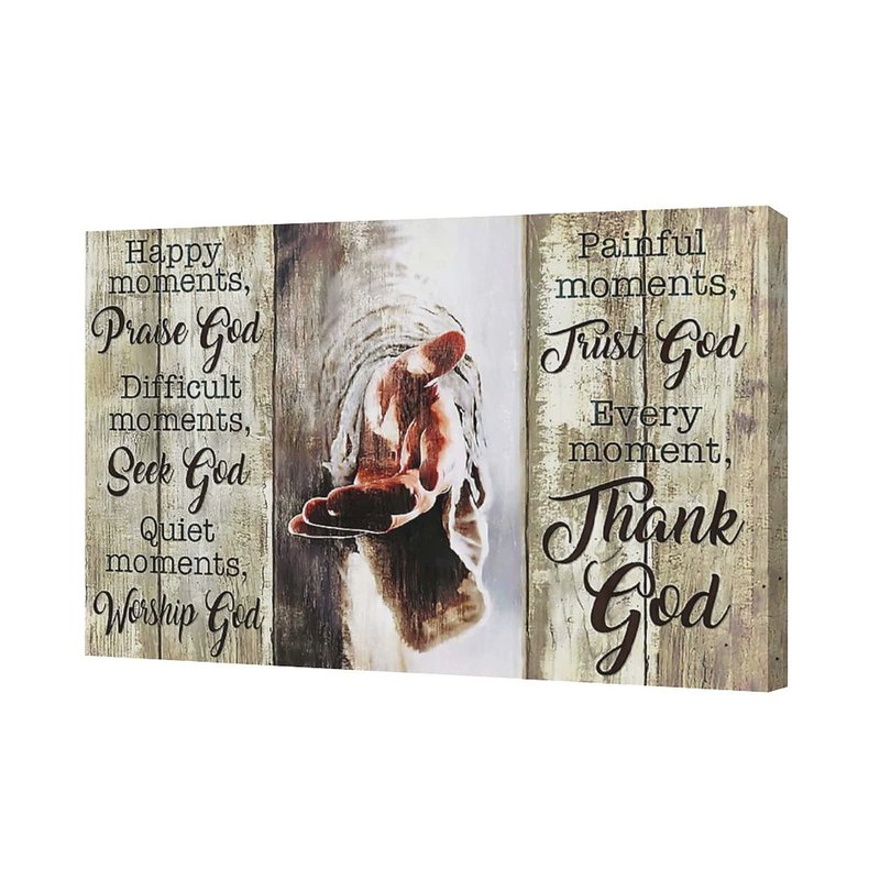 Amazing Jesus Poster Christian Religious Canvas Wall Art Every Moment Thank God Painting Christ Pictures Prints Hand of God Artwork Motivational Quotes Wall Decor Poster Framed for Bedroom Living Room