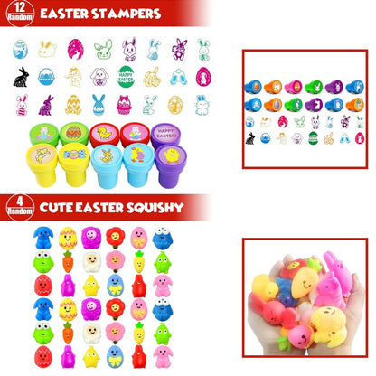 Suxkbo Premium Easter Party Favors Assortment Toys for Kids,Basket Stuffers, Kids Eggs Fillers Gifts, Easter Eggs Hunt, Pinata Filler Goodie Bags Stuffers Classroom Prizes Treasure Box Toys