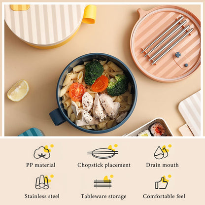 YCXXKJ Microwave Ramen Bowl Ramen Cooker with Handles Noodle Bowls with Lid and Chopsticks Dishwasher Safe for Home Office College Dorm Room(Yellow & Green)