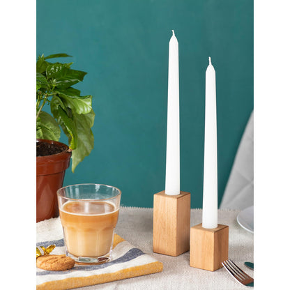CANDWAX 8 inch White Taper Candles Set of 4 - Unscented Dripless Tapers - Smokeless Christmas Tapers - 6 Hours Burning Time Tapered White Candlesticks - Christmas Candle Sticks