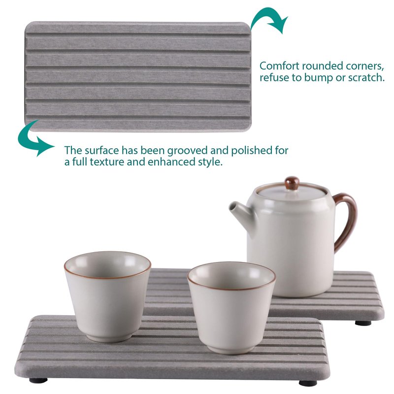 NiuYichee 2 PCS Water Absorbent diatomite Coasters, 8.3" x 4" Water Absorbing Stone Tray for Sink, Stone Drying mat for Kitchen Counter, Stone soap Tray Used for Hand Soaps & toiletries & Plants