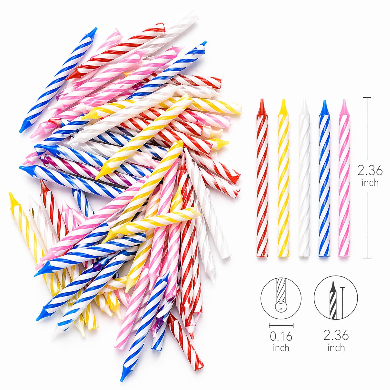 Cwise 50 Pack (3500 Count) Bulk Spiral Birthday Candles - Spiral Candles for Cake or Cupcake - Celebration Candles -Bulk Pack for Cakes - Colorful Birthday Candles
