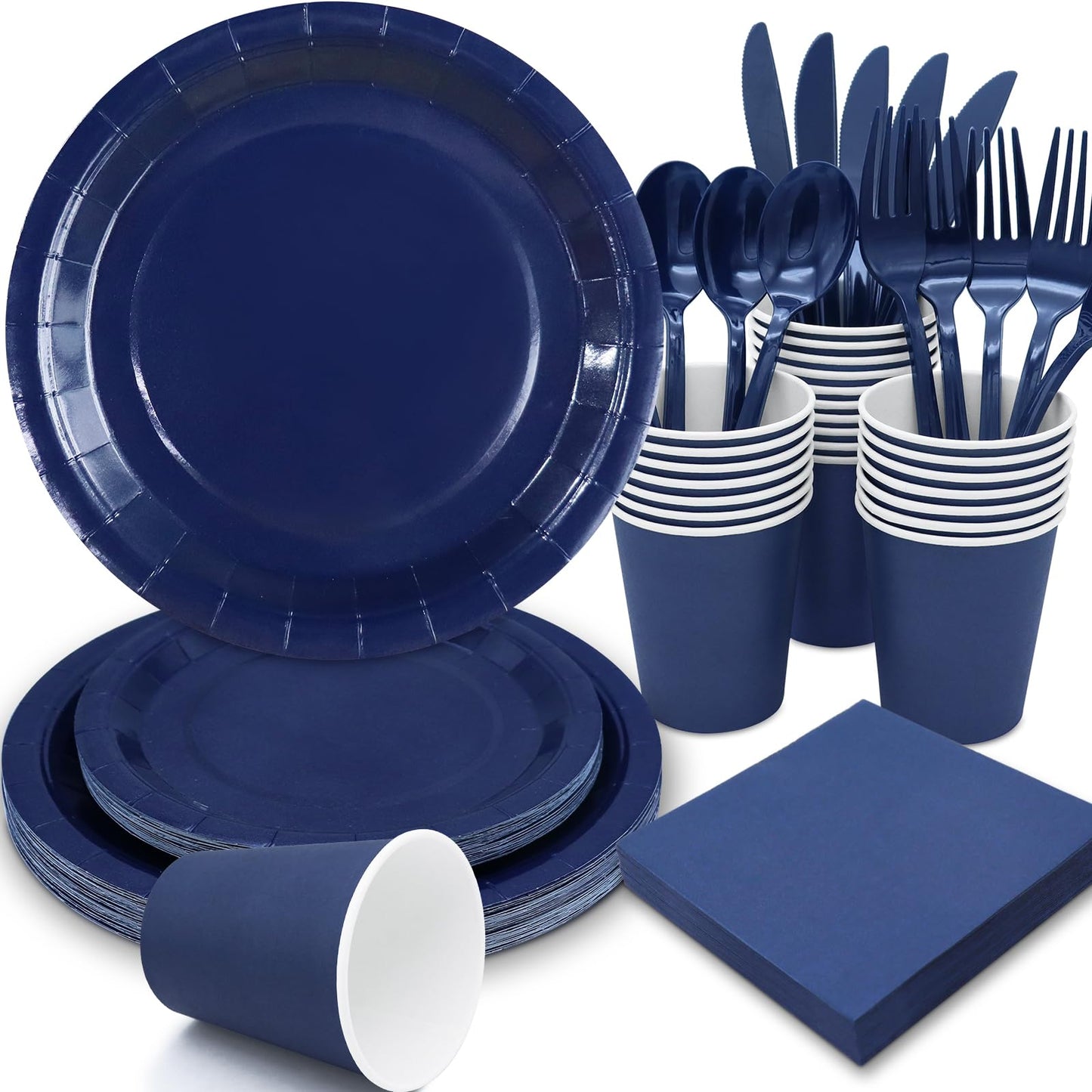 Gudvilla 168PCS Teal Party Plates and Cups and Napkins sets,Teal Paper Plates Party Supplies Bulk with Gold Cutlery Serve 24 Guests for Bridal Shower Birthday Wedding Decorations