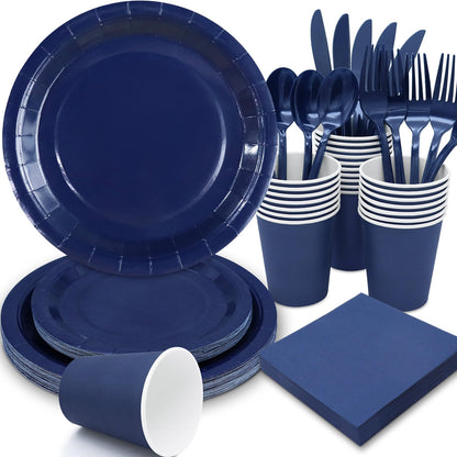 Gudvilla 168PCS Teal Party Plates and Cups and Napkins sets,Teal Paper Plates Party Supplies Bulk with Gold Cutlery Serve 24 Guests for Bridal Shower Birthday Wedding Decorations