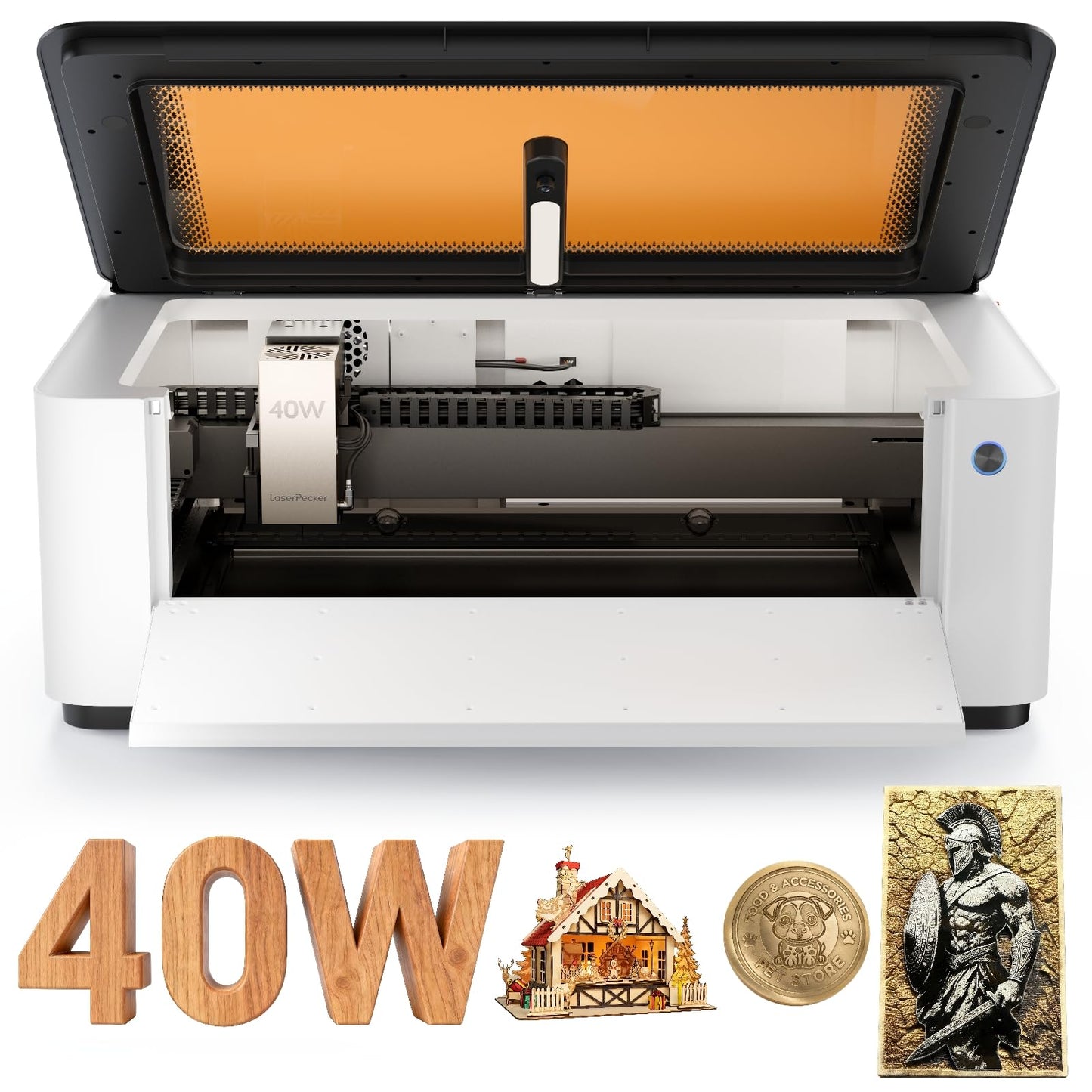 LaserPecker LX2 40W Laser Cutter Engraver, 19.7" x 12" Large Working Area 1000mm/s High-Speed Engraving, 12MP Camera for Metal Wood Acrylic Curved Surface/Batch Engraving for DIY SMB Customisation