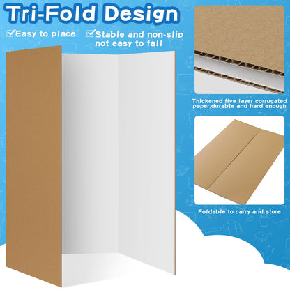 VinTS 12 PCS 36" x 48" Trifold Poster Board White Trifold Foldable Display Poster Board for School Projects, Science Fair,Graduation Exhibitions
