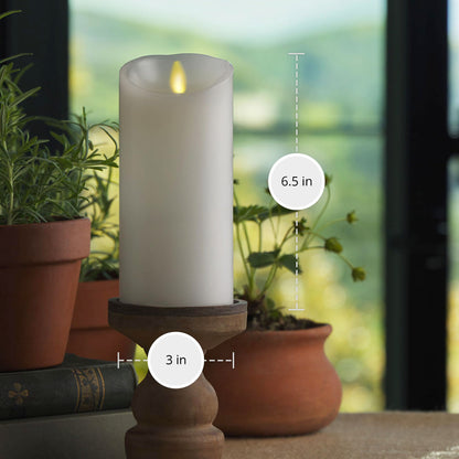 Luminara - Flameless LED Battery Operated Flickering Pillar Candles - White - Pack of 1-3x6.5 - Realistic Moving Flame Real Wax Indoor/Outdoor Decor