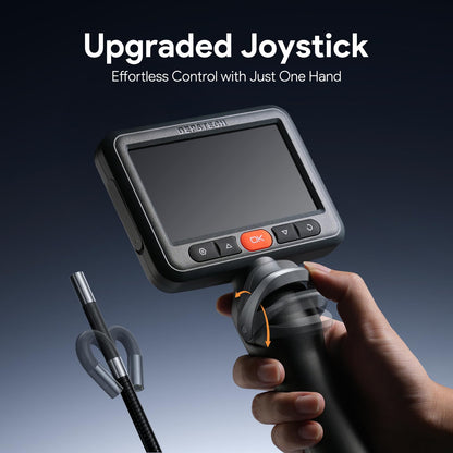 DEPSTECH Articulating Borescope Camera with Light, 5" IPS HD Screen, Industrial Endoscope Inspection Camera with Two-Way Articulated Probe, 0.24'' Flexible Snake Scope for Wall Automotive Engine - 5FT