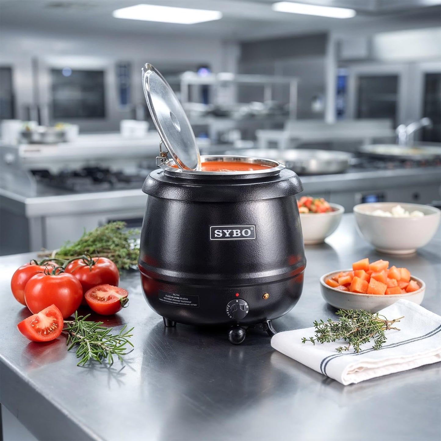 SYBO SB-6000 Commercial Grade Soup Kettle with Hinged Lid and Detachable Stainless Steel Insert Pot for Restaurant and Big Family, 10.5 Quarts, Black