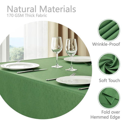 Veblandy 2 Pack Rectangle Tablecloth, 60x84 inch, Water Resistant Wrinkle Free Linen Textured Table Cloth Washable, Decorative Fabric Table Cover for Dining, Party and Camping, Green