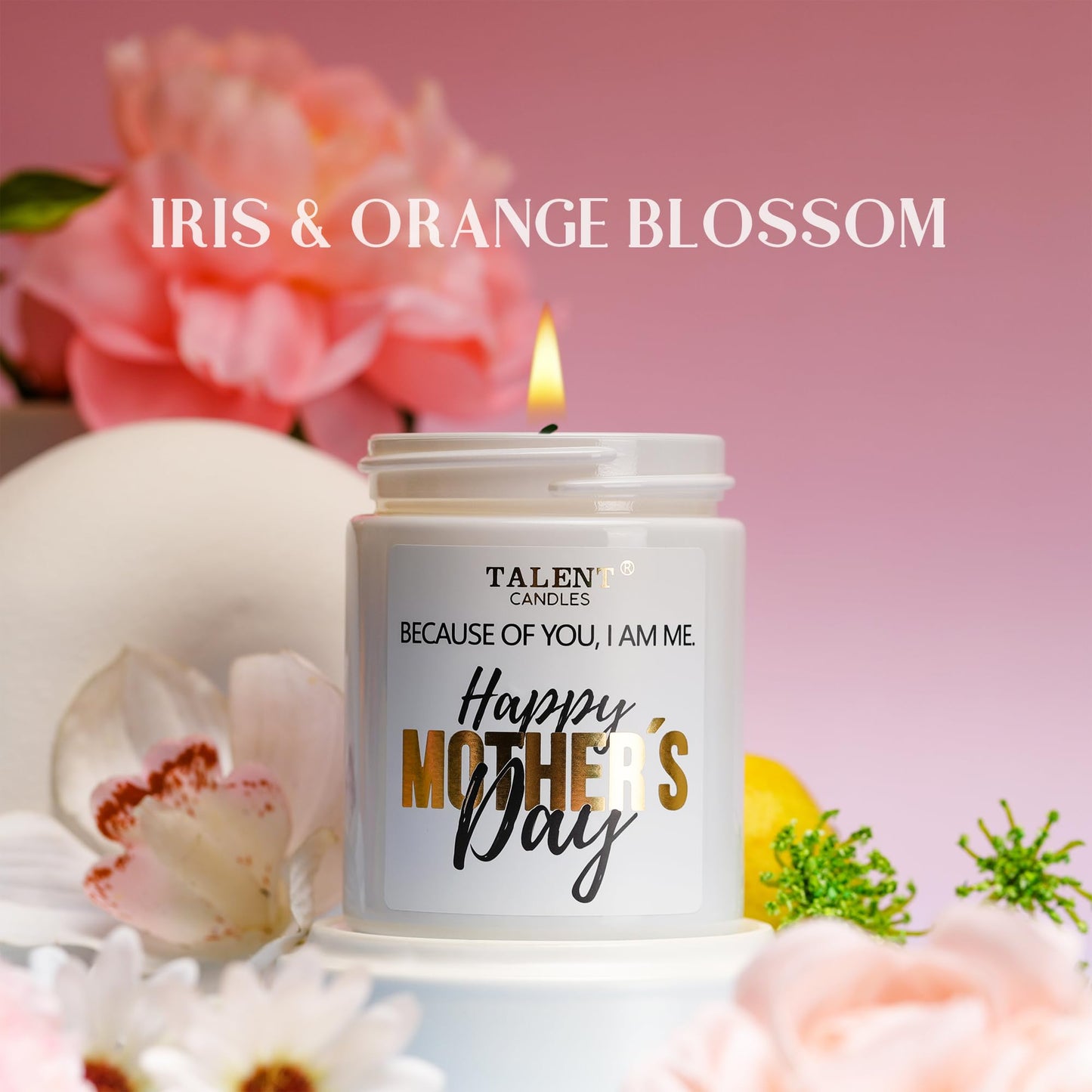 Scented Candle for Mom | Mother's Day Gifts | Perfect Home Décor Gift Elegant Gift for Mother | Mom Birthday Gifts | 8.4oz Candle Jars | Iris & Orange Blossom