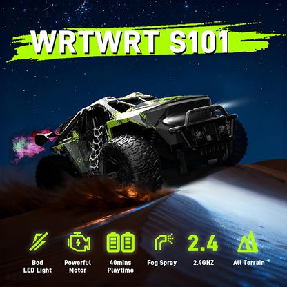 1:18 RC Monster Truck for Boys Kids 4-7-8-12 All-Terrain Off-Road Remote Control Car with LED Lights &amp Spray 40 Min Playtime 2.4GHz Fast Response Graffiti Jeep Toy Easter Gift RC Car for Kids